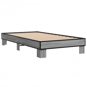 Bed Frame Grey Sonoma Engineered wood, Metal Single Dur...