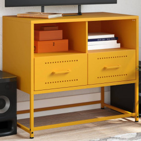 TV Cabinet Mustard Yellow Steel Compact TV Cabinet Rect...
