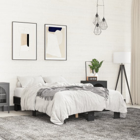 Bed Frame Black Engineered wood, Metal, Plywood Small D...