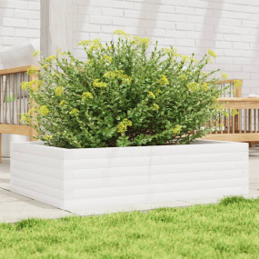 Garden Planter White Solid pine wood 35.4 x 23.6 x 9.1 ...