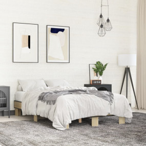 Bed Frame Sonoma Oak Engineered Wood and Metal Small Do...