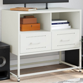 TV Cabinet White Steel Medium TV Cabinet Rectangular
