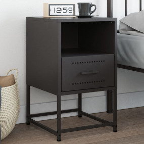 Bedside Cabinet Black Steel Medium Bedside Cabinet Rect...