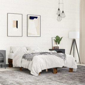 Bed Frame Smoked Oak Engineered Wood Small Double Durab...