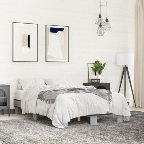 Bed Frame Grey Sonoma Engineered wood, Metal, Plywood S...