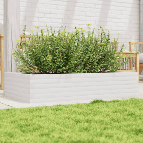 Garden Planter White Solid pine wood 43.3 x 23.6 x 9.1 ...