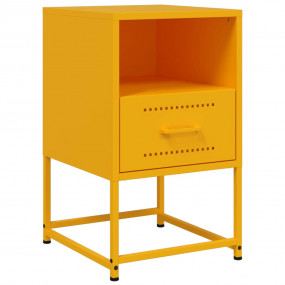 Bedside Cabinet Mustard Yellow Steel Medium Bedside Cab...