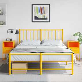 Bedside Cabinet Set of 2 Mustard Yellow Steel Small