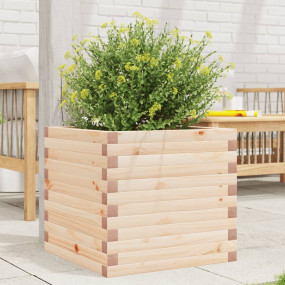 Garden Planter Natural Wood Solid Pine Wood 19.7 in squ...