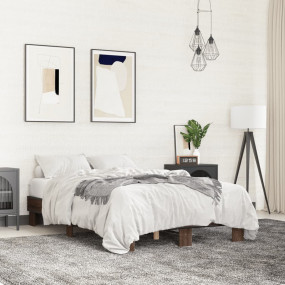 Bed Frame Brown Oak Engineered wood, Metal, Plywood Ful...