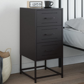Bedside Cabinet Black Steel Medium Bedside Cabinet Rect...