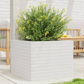 Garden Planter White Solid Pine Wood 23.6x23.6x17.9 in