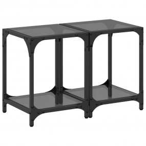 Coffee Table Black glass Engineered wood, steel, glass ...