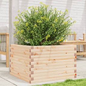 Garden Planter Natural wood Solid pinewood 27.6 x 27.6 ...