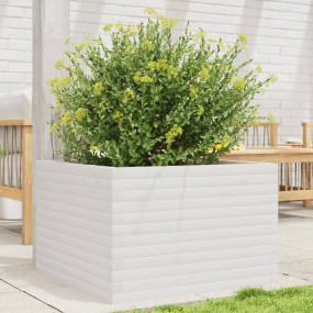 Garden Planter White Solid Pinewood Medium Durable