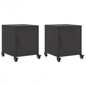 Bedside Cabinet Set of 2 Black Cold-rolled steel Bedsid...
