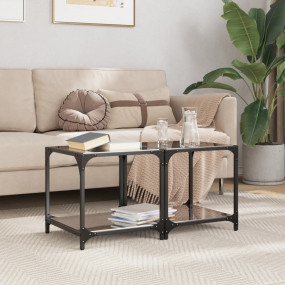 Coffee Table Black Engineered wood, steel, glass Small