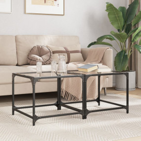 Coffee Table Set of 2 Transparent, Silver