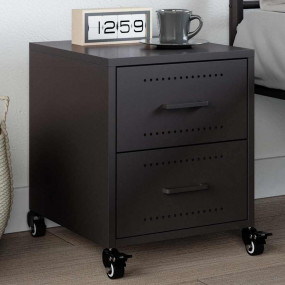 Bedside Cabinet Black Cold-rolled steel Compact Bedside...