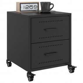 Bedside Cabinet Set of 2 Black Cold-rolled steel Small ...