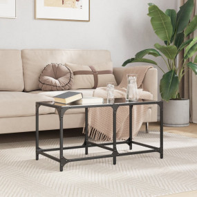 Coffee Table Black Engineered wood, steel, glass Small