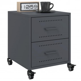 Bedside Cabinet Set of 2 Anthracite Cold-rolled steel M...