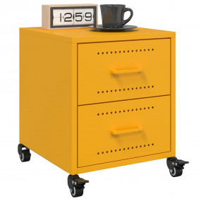 Bedside Cabinet Set of 2 Mustard Yellow Cold-rolled ste...