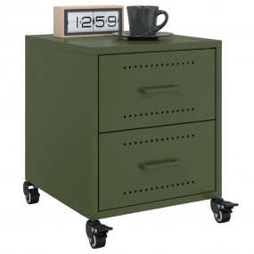 Bedside Cabinet Set of 2 Olive Green Cold-rolled steel ...