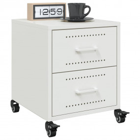 Bedside Cabinet Set of 2 White Cold-rolled steel Medium