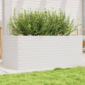 Garden Planter White Solid pinewood Large Durable