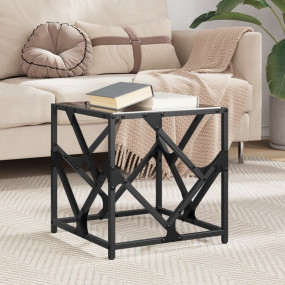 Coffee Table Black glass Engineered wood Small Durable