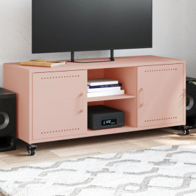 TV Cabinet Pink Cold-rolled steel 39.4x15.4x17.1 in TV ...