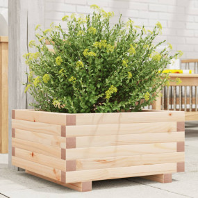 Garden Planter Natural Pine Solid Pine Wood 19.7 in squ...