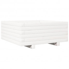Garden Planter White Solid Pine Wood 24 in Decorative I...