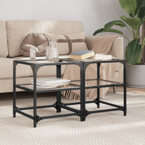 Coffee Table Transparent glass Engineered wood, steel, ...
