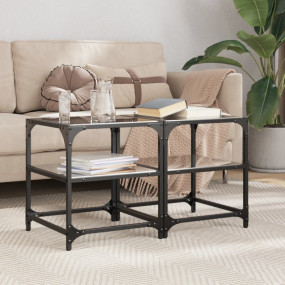 Coffee Table Clear glass with black steel frame