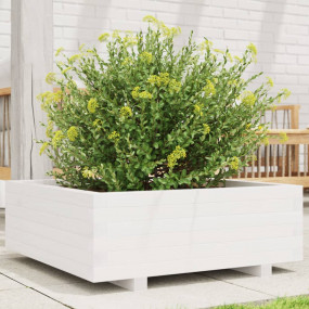 Garden Planter White Solid Pine Wood Large Decorative I...