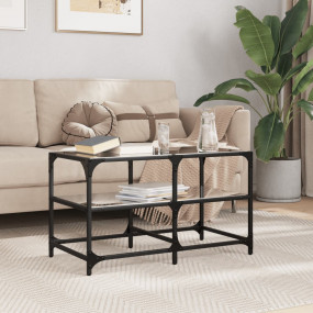 Coffee Table Black Engineered wood, steel, glass Small