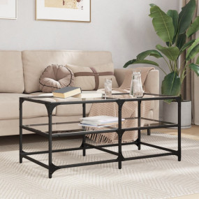 Coffee Table Transparent glass Engineered wood, steel a...