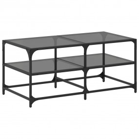 Coffee Table Black glass Engineered wood, Stainless ste...