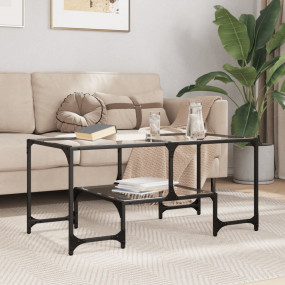 Coffee Table Transparent Glass, Steel, Engineered Wood ...