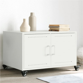 Coffee Table White Cold-rolled Steel Rectangular Modern