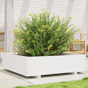 Garden Planter White Solid pinewood Large Durable