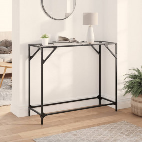 Console Table Clear, Silver Stainless Steel, Glass Medi...