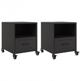 Bedside Cabinet Set of 2 Black Cold-rolled steel Medium