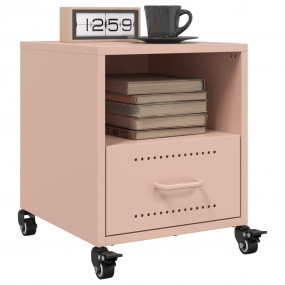 Bedside Cabinet Set of 2 Pink Cold-rolled steel Compact