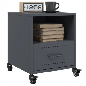 Bedside Cabinet Set of 2 Anthracite Cold-rolled steel C...