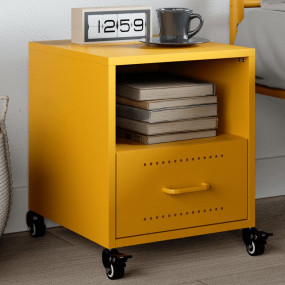 Bedside Cabinet Mustard Yellow Cold-rolled steel Compac...