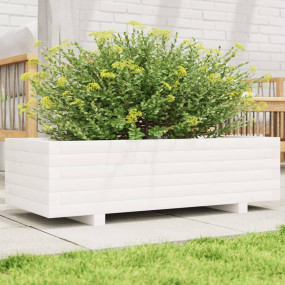 Garden Planter White Solid pine wood 35.4 x 15.7 x 10.4...