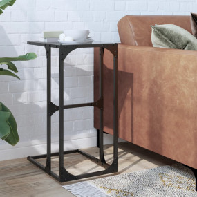 Side Table Black glass Steel Small Side Table Rectangul...